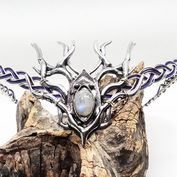 Celtic Moonstone Circlet Elven Wedding Circlet Woodland Hind Headpiece