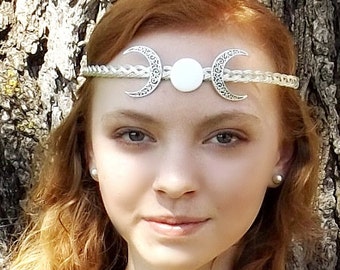 Crescent Moon Triple Goddess Circlet Headband Tiara