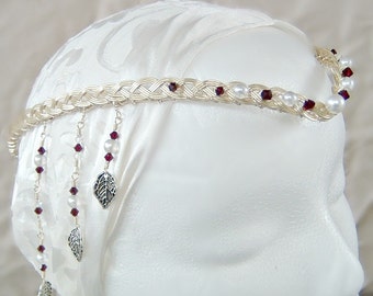 The Queen Guinevere Celtic Circlet Wedding Headdress Hair Chain Boho Wedding Tiara in  Custom Colors