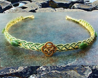 Lord of the Isles Celtic Irish Circlet with Jade - Celtic Knot Wedding Crown for Men or Women