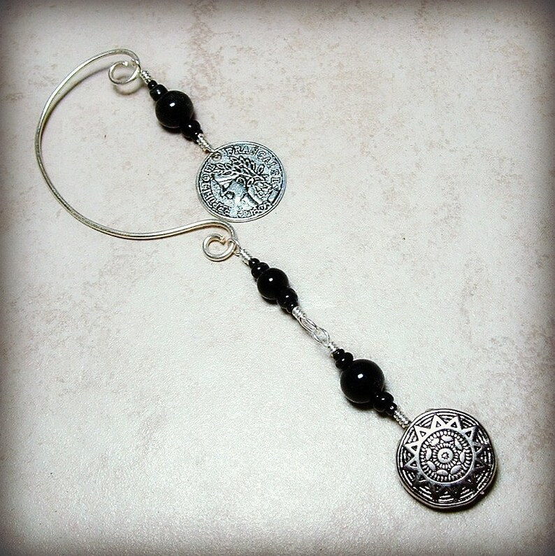 No Piercing Required Black Pearl Ear Cuff Halloween Pirate Ear Cuff Unisex Ear Wrap For Men