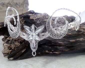 Elvenstar Crescent Moon Circlet Celtic Goddess Crystal Crown Elven Headdress Tiara