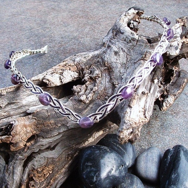 Celtic Amethyst Bridal Headband Circlet  Silver or Gold