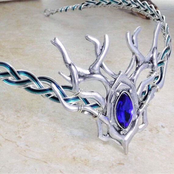 Unique Circlet - Wide Band W/Red And Blue Stones - Cloak & Dagger Creations