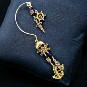 Halloween Skull Pirate Ear Cuff - Pirate Costume Jewelry - Skeleton Ear Wrap- Ear Cuffs For Men - No Piercing Ear Cuff