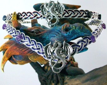 Dragonrider of Pern Dragon Circlet Celtic Weave Crown In Amethyst, Lapis Lazuli or Garnet