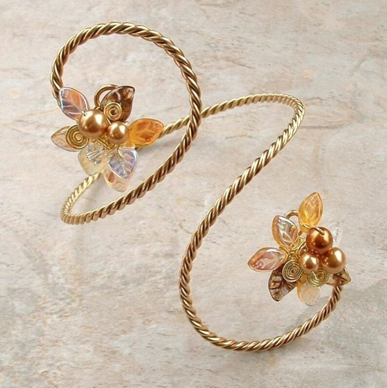 Elven Arm Cuff Fantasy Jewelry Art Nouveau Gold Arm Band Bracelet Gift for Her Fairy Arm Band Elvish Wedding Arm Cuff