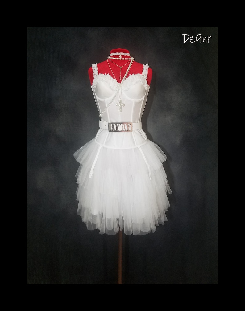 80's Madonna Like a Virgin Costume- Complete with 10 Accessories- 80s Prom Dress- Womens XS S, M, L, XL, 1X, 2X, 3X Plus Size Boy Toy Belt 