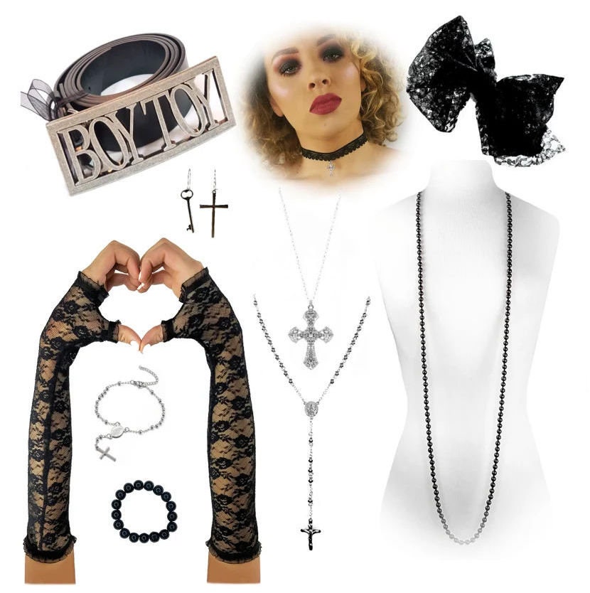 10 Piece Black 80s Costume Accessories Madonna Boy Toy Belt - Etsy Ireland