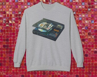 Vintage CD Player Graphic Fleece Sweatshirt - Y2K Sweater, Music Aesthetic Top, 2000s Crewneck, Unisex Pullover, Music Lover Gift