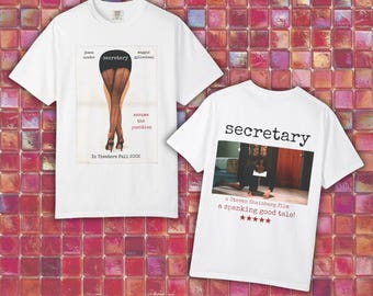 T-shirt film SECRETARIS | Dubbelzijdig film-T-shirt | Top met afbeelding uit de jaren 2000 | jaar | filmmerchandise | Comfortkleuren | James Spader-merchandise