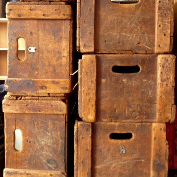 Antique Wooden Crate Industrial Factory Boxes (6)