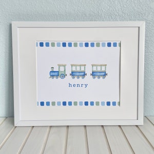 Train Nursery Decor Baby Boy Wall Art Train Personalized Name Poster Baby Room Transportation Wall Art Train Nursery Framed Boy Room Decor