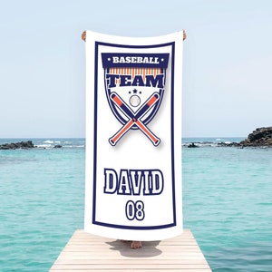 Personalized Baseball Team Towel: Custom Name, Sports Gift
