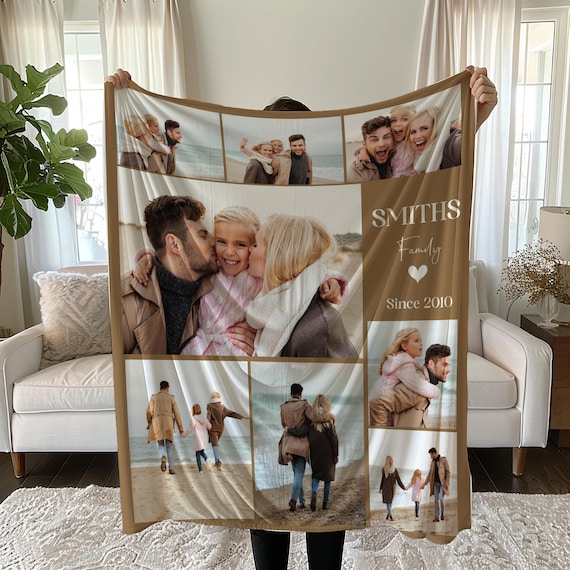 Custom Photo Blanket, Customizable Family Photo Blanket, Photo Collage Blanket, Personalized Christmas Anniversary Gift, Team Photo Blanket