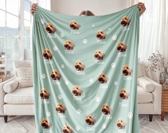 Manta con foto de perro, manta con cara de perro, manta personalizada para mascotas, manta con foto de perro, regalo para amantes de las mascotas, manta con foto de gato con nombre