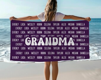 Toalla de playa personalizada para abuela: regalo familiar personalizado