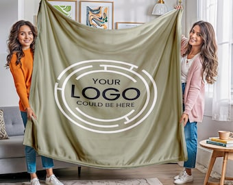 Manta con logotipo personalizado: manta de polar, minky o sherpa personalizada