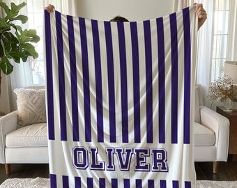 Manta polar a rayas personalizada, regalo personalizado para el equipo escolar