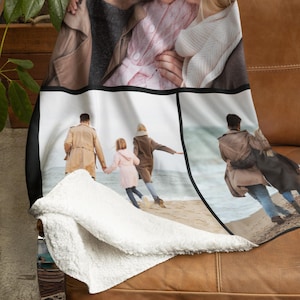 Custom Photo Blanket, Customizable Family Photo Blanket, Photo Collage Blanket, Personalized Christmas Anniversary Gift, Team Photo Blanket afbeelding 8
