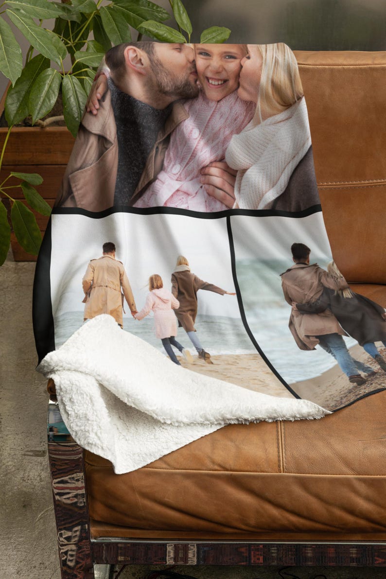 Custom Photo Blanket, Customizable Family Photo Blanket, Photo Collage Blanket, Personalized Christmas Anniversary Gift, Team Photo Blanket afbeelding 8