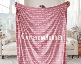 Manta personalizada para la abuela, manta acogedora personalizada para abuelos, manta con nombre o texto, regalo de Navidad para mamá, abuelo y abuela