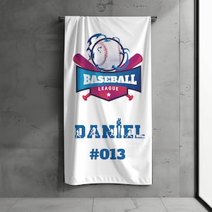 Personalized Baseball Team Beach Towel: Silk Touch Velour, Custom Name