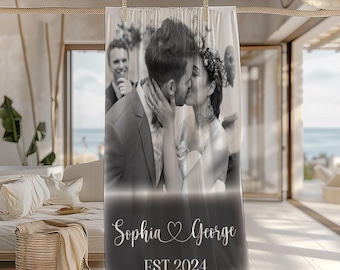 Foto de regalo de Navidad en toalla, regalo de aniversario de bodas para él y ella, toalla de playa con foto personalizada, toalla familiar, toalla de luna de miel