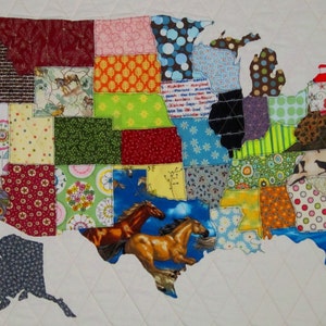 Patrón PDF de mapa de patchwork de EE. UU. Plantillas de tamaño completo e instrucciones claras de Quilts by Elena
