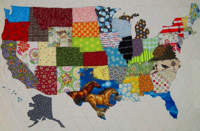 USA PATCHWORK MAP Quilt Pattern from Quilts by Elena Full Sized Templates and Clear Instructions image 1