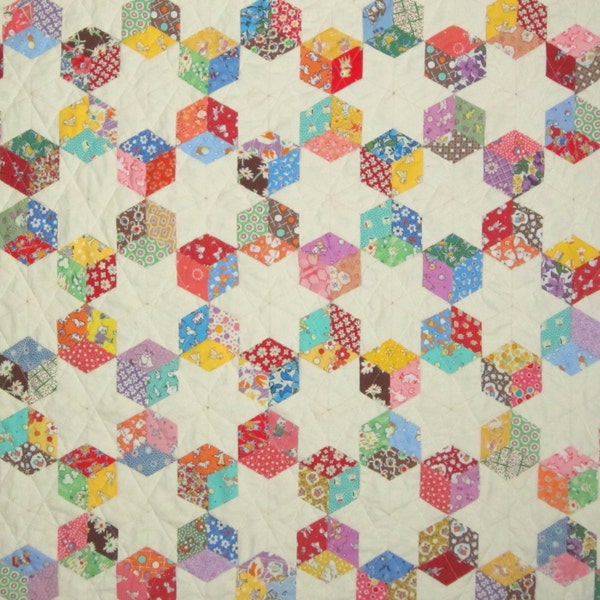 Reproduction de tissus pour bébé, blocs et étoiles des années 30, papier anglais, reconstitué à la main à partir de courtepointes par Elena