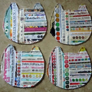 Set of 4 CAT Selvage COASTERS Made from Recycled Cotton Fabric Selvages From Quilts by Elena image 1