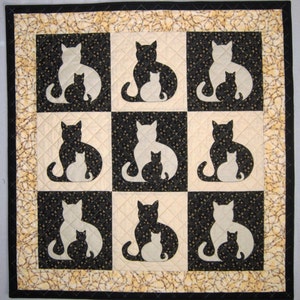 SIDEKICK Cat Applique Quilt PDF Pattern from Quilts by Elena Instructions for 5 quilt sizes included image 1