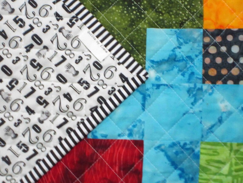 Digital Math Quilts SIMPLE MATH Plus Sign Quilt From Quilts by Elena Bold Colorful Batiks ...
