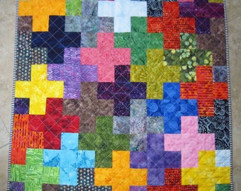 SIMPLE MATH Plus Sign Quilt from Quilts by Elena Bold Colorful Batiks