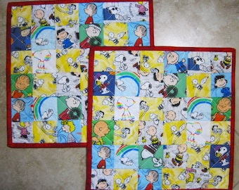 PEANUTS Patchwork Place Mats from Quilts by Elena Set of 2 Placemats Mini Quilts