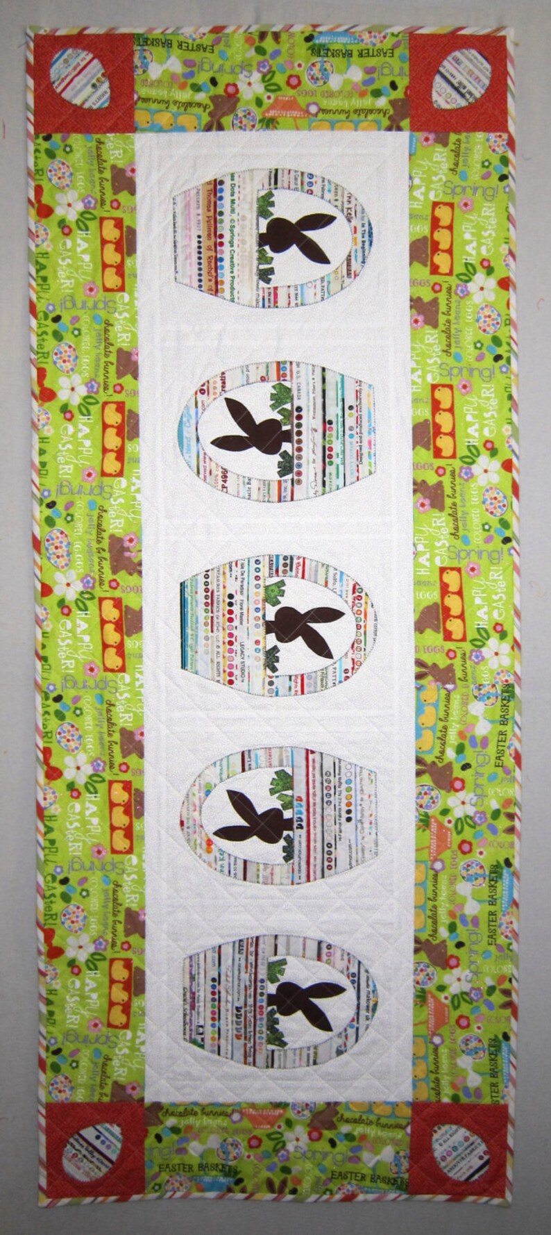 BUNNIES AND BASKETS Selvage Quilt from Quilts by Elena Easter Applique Table Runner Selvages image 2