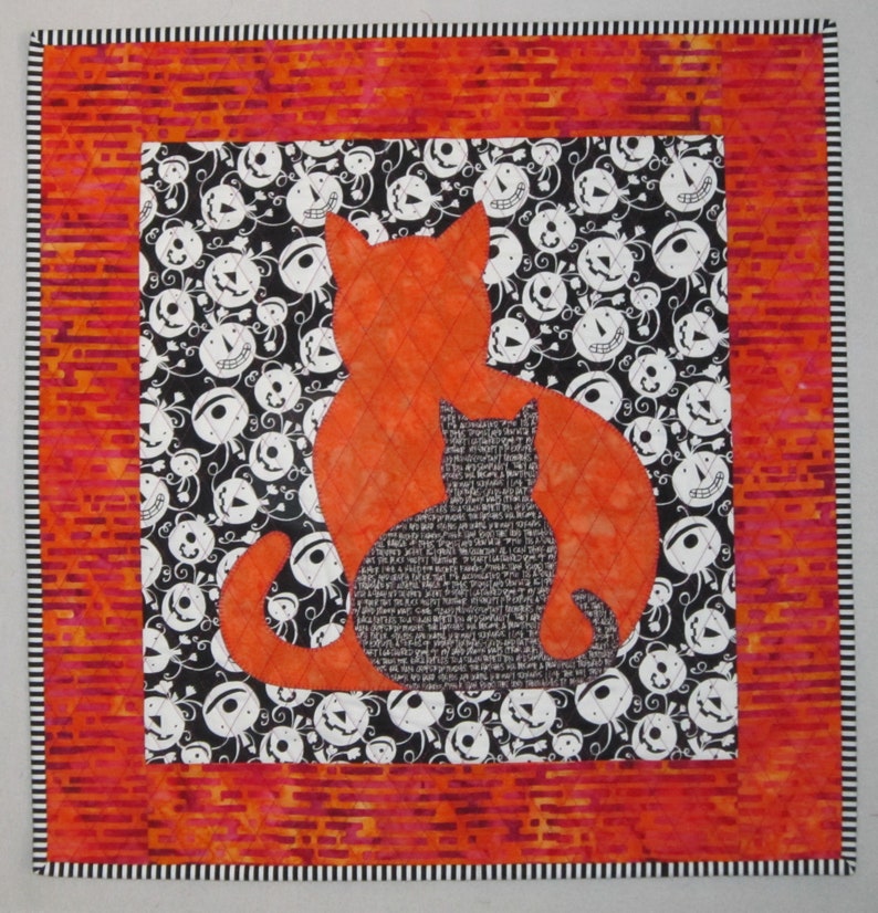 SIDEKICK Cat Applique Quilt PDF Pattern from Quilts by Elena Instructions for 5 quilt sizes included image 3