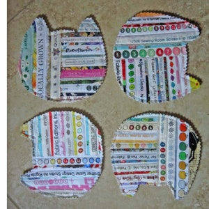 Set of 4 CAT Selvage COASTERS Made from Recycled Cotton Fabric Selvages From Quilts by Elena image 2