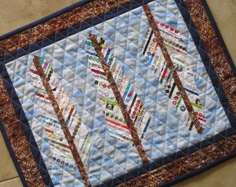 Mini Audubon II Quilt from Quilts by Elena Selvage Feathers Table Runner Wall Hanging Ready to Ship Selvages