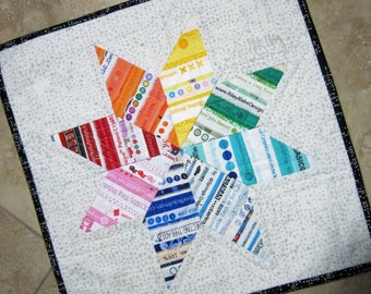 RAINBOW SELVAGE STAR Mini Quilt Wonderful Gift for the Fabric Lover Made with Fabric Selvages Recycled trash to treasure