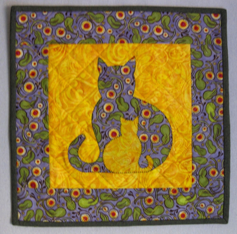 SIDEKICK Cat Applique Quilt PDF Pattern from Quilts by Elena Instructions for 5 quilt sizes included image 2