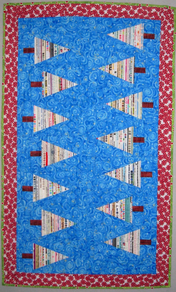 Patterns Quilting Modern Selvage Christmas Tree Table Runner Quilt ...