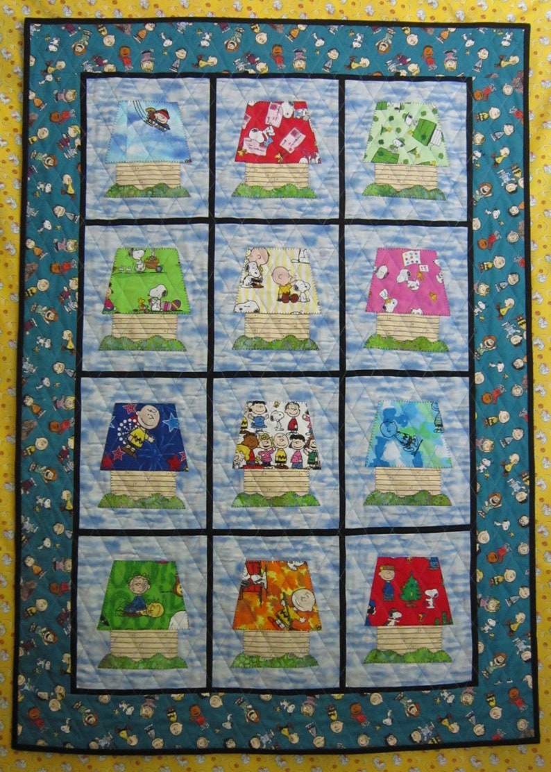 Peanuts Calendar Quilt Kit from Quilts by Elena Includes FREE pattern Fabrics for Roof, Dog House and Grass included image 2