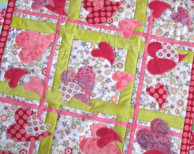 HEARTS AFLUTTER Quilt Wall Hanging Table Runner From Quilts by Elena Etsy