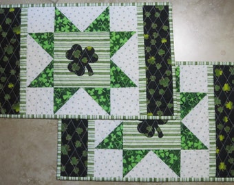 Shamrock Star Quilted Placemats from Quilts by Elena  Wall Hanging Table Topper