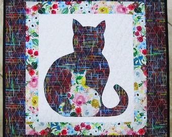 SIDEKICK Cat Applique Wall Hanging Quilt from Quilts by Elena Table Topper