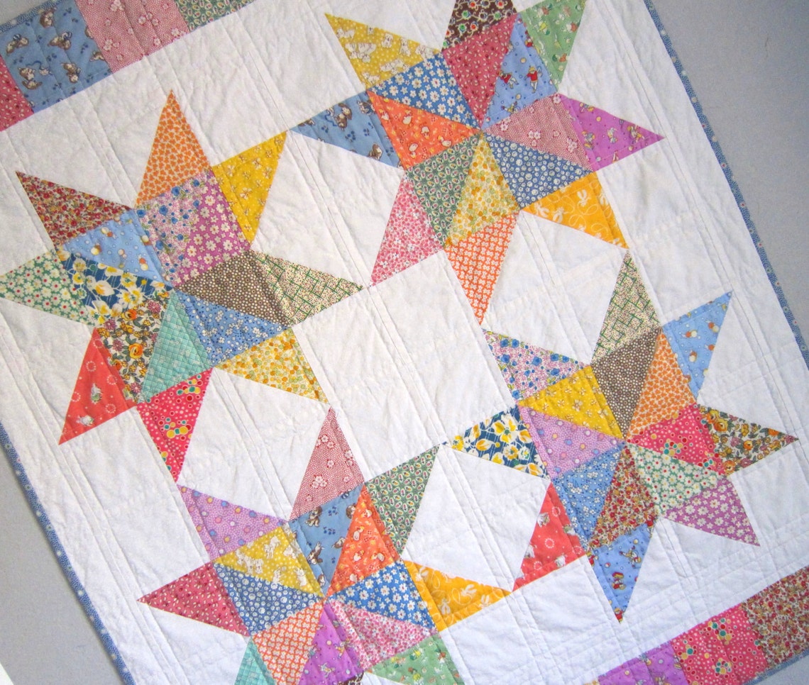 SCRAPPY STAR Quilt from Quilts by Elena 1930s Reproduction Etsy