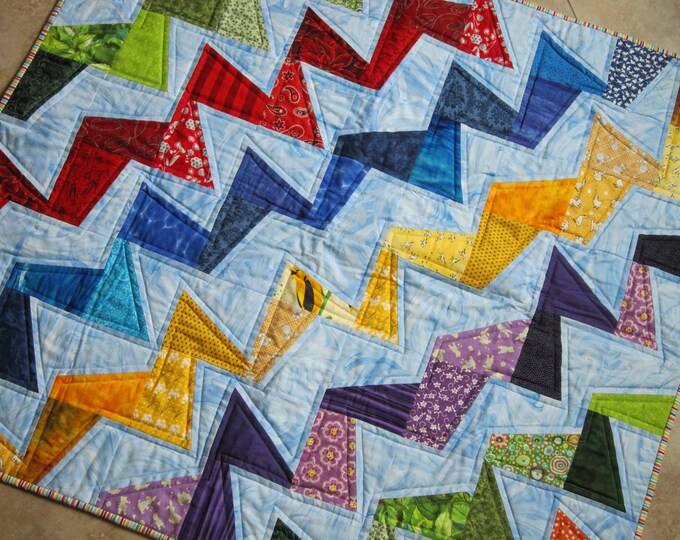 TILTED Modern Quilt From Quilts by Elena Wonky Zig Zag Colorful and ...