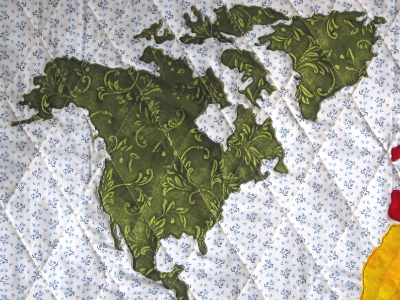 OUR WORLD Patchwork Map Quilt Pattern Full Sized Templates and Clear ...